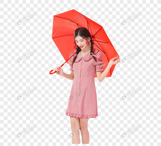 拿着雨伞的少女图片