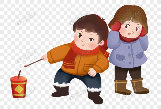 春节放鞭炮的孩子图片