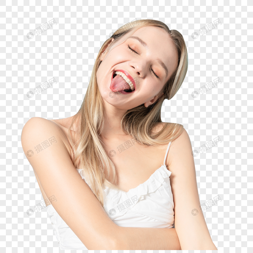 外国女模特吐舌头图片