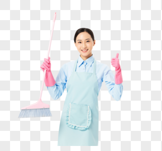 家政服务女性扫地点赞高清图片