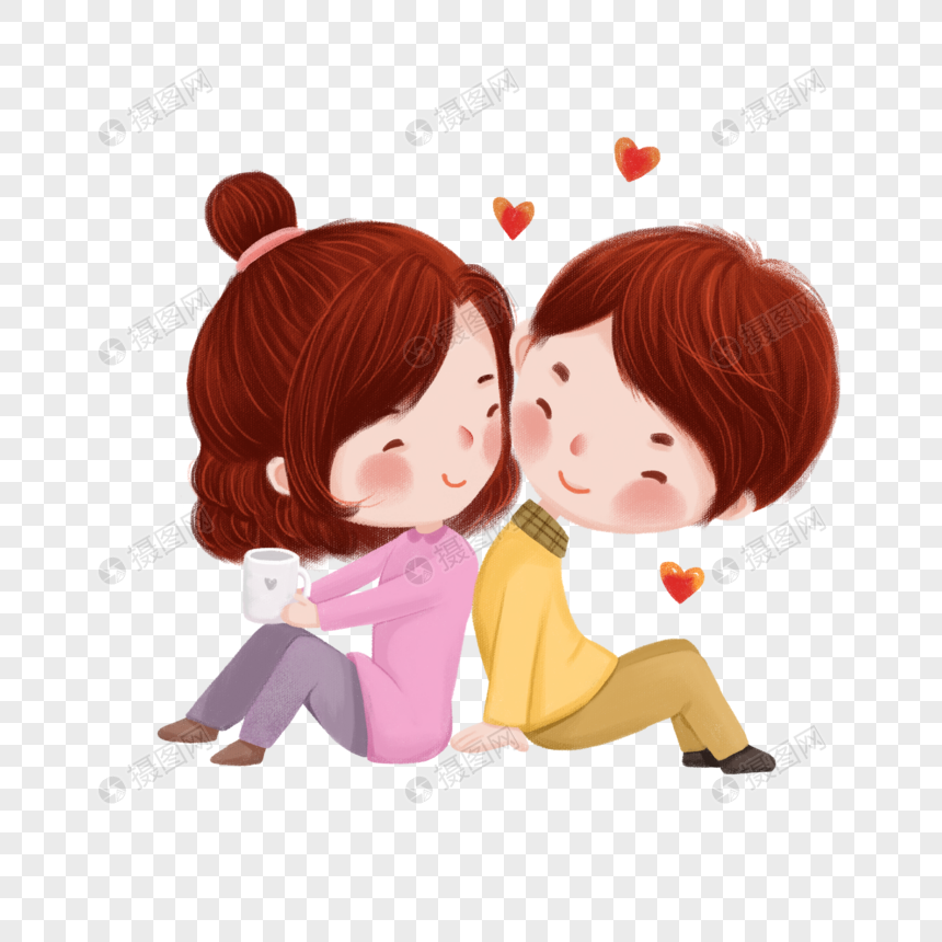 背靠背的小情侣