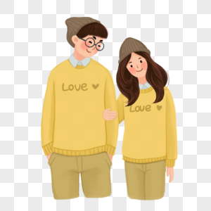 穿情侣装的情侣元素素材
