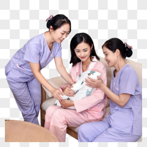 医护人员照顾妈妈和新生儿图片