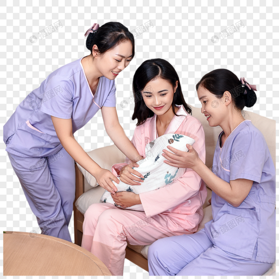 医护人员照顾妈妈和新生儿图片