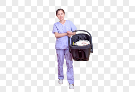 护士拎着装着孩子的篮子图片