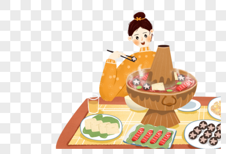冬季吃火锅的女孩图片