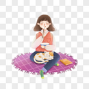 坐着吃饺子的女孩图片