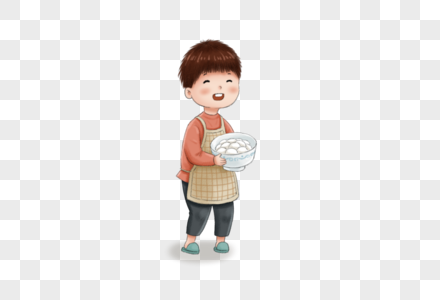 吃饭会所捧着汤圆的小孩素材