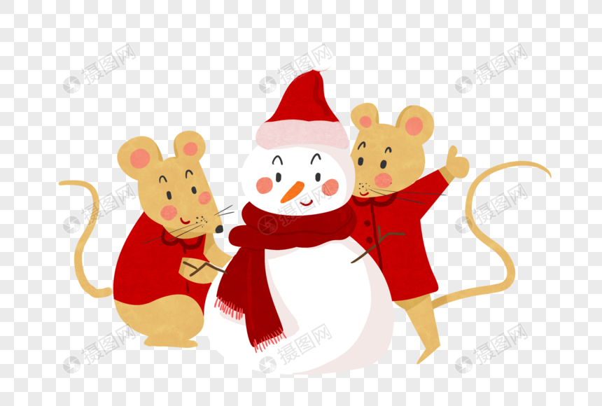 堆雪人的老鼠图片