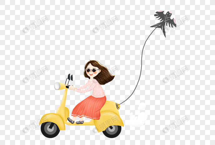 骑车放风筝的女孩图片