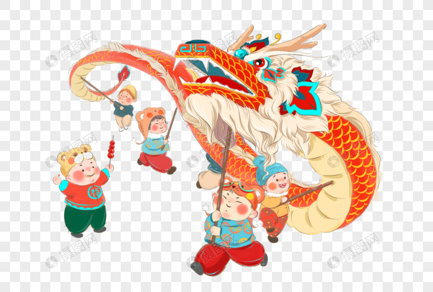 春节年俗舞龙