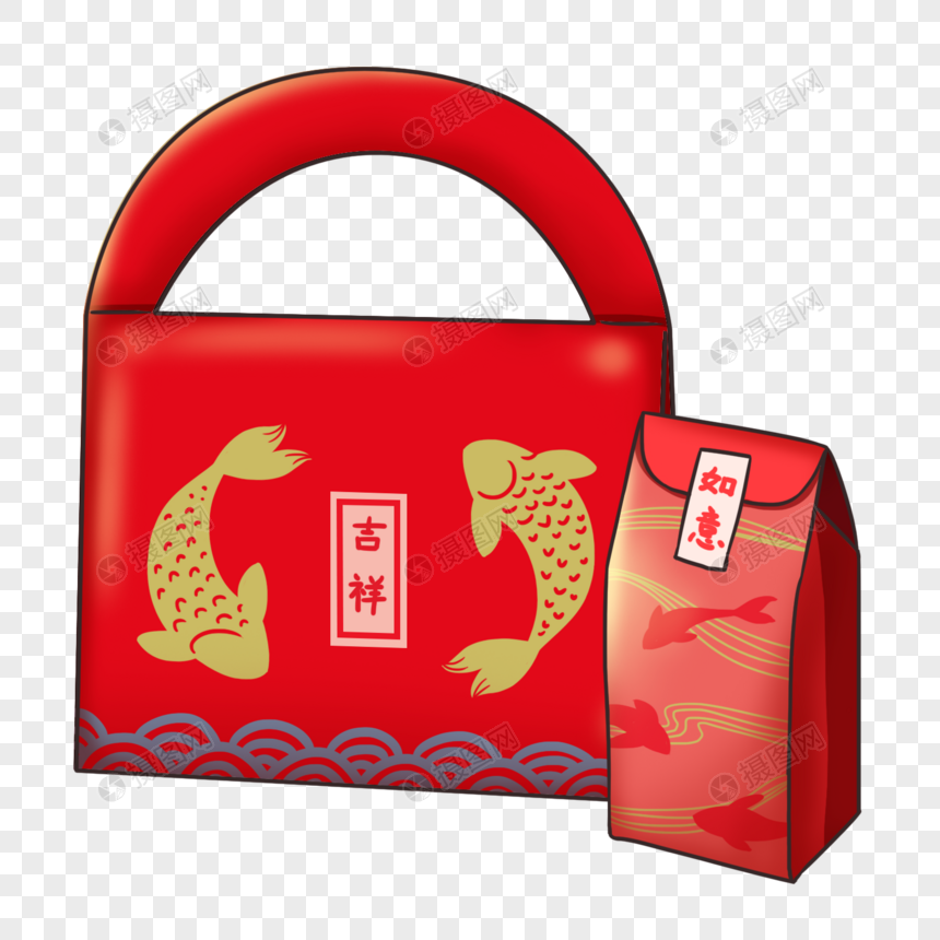 红色鲤鱼礼品包装图片