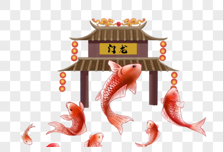 鲤鱼跃龙门图片素材
