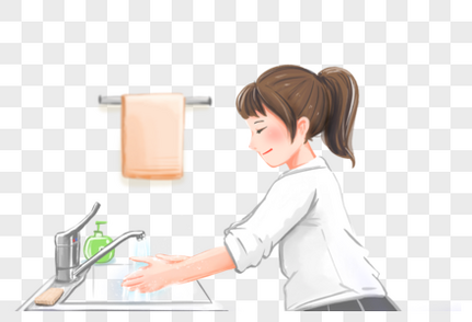 认真洗手预防病毒细菌冠状病毒高清图片素材