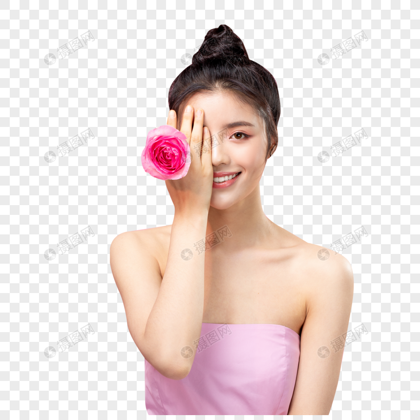 情人节美女和花图片