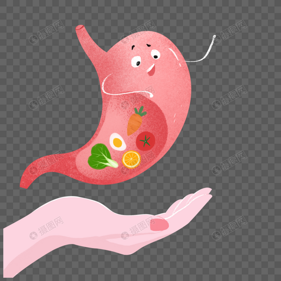 卡通肠胃手绘元素图片