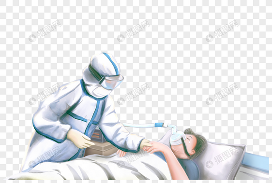 护士穿着防护服照顾肺炎病人图片