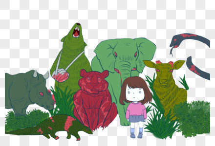 流血受伤的动物素材