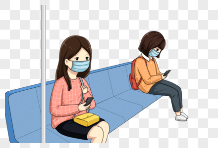 地铁上戴口罩出行的人们图片