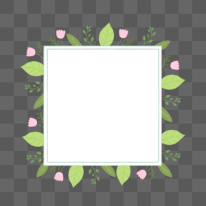 春天正方形花朵绿叶边框图片