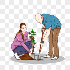 种树情侣图片