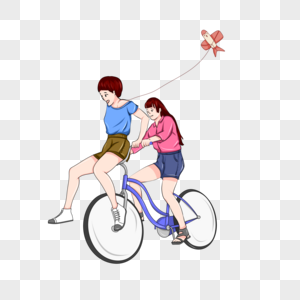 骑车放风筝的闺蜜图片