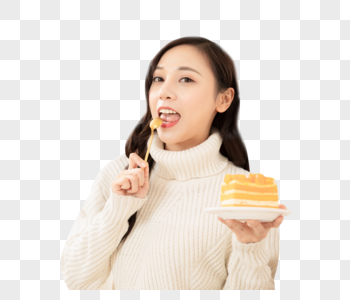 冬季居家女性喝下午茶吃蛋糕面包图片