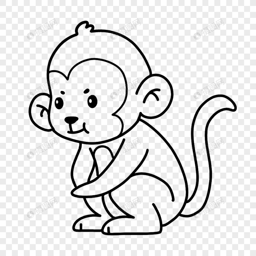 小猴子简笔画线稿