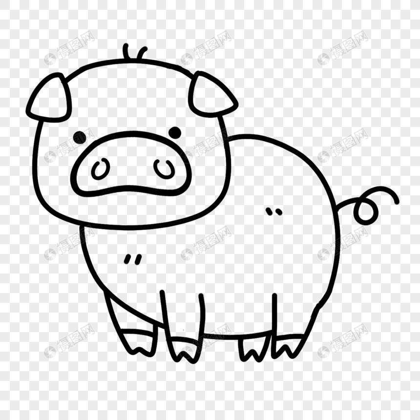 小猪简笔画线稿