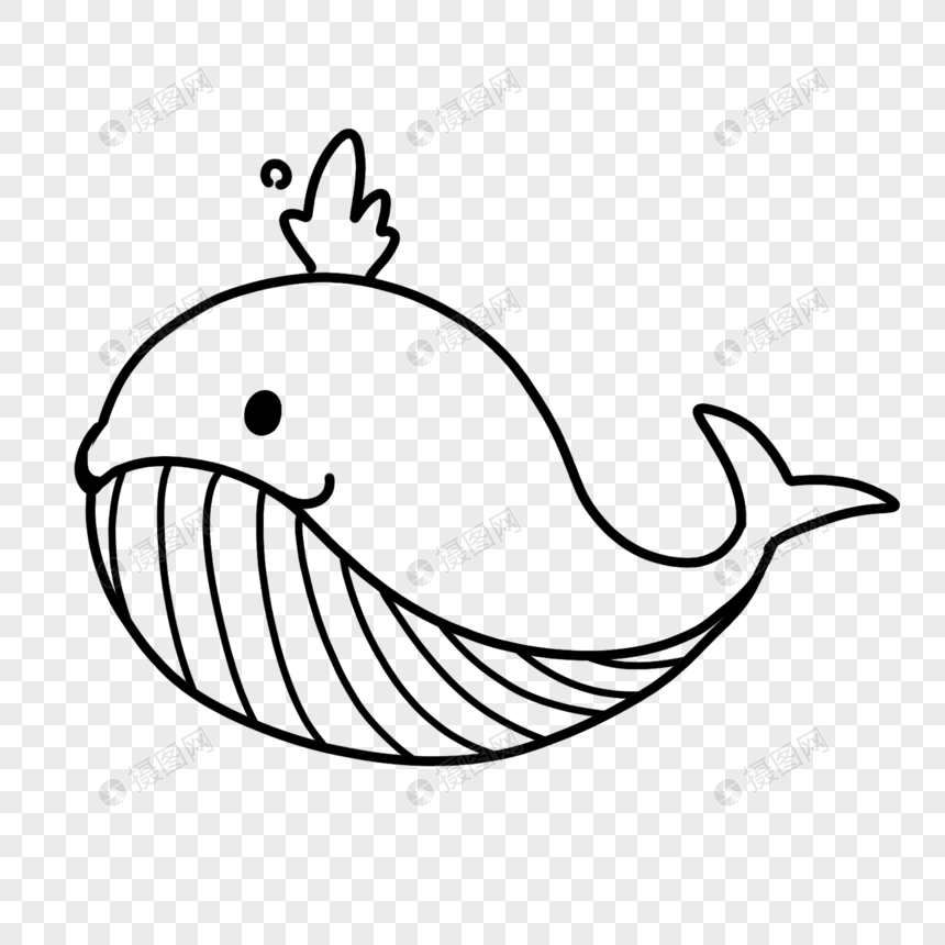 大鲸鱼简笔画线稿