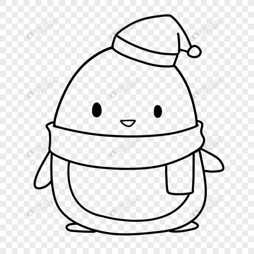 企鹅简笔画线稿