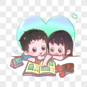 一起看书得情侣图片素材