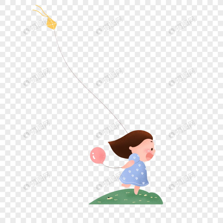 春天放风筝的女孩图片