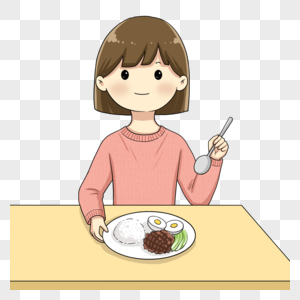 吃饭的女孩肺炎疫情防护高清图片