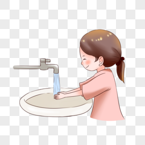勤洗手的女孩图片