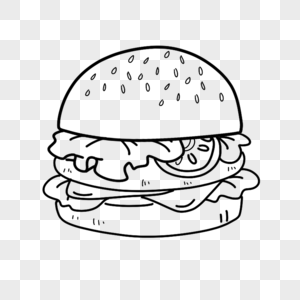 汉堡简笔画线稿图片素材