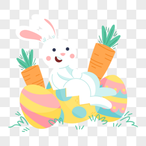 复活节兔子花篮标签高清图片