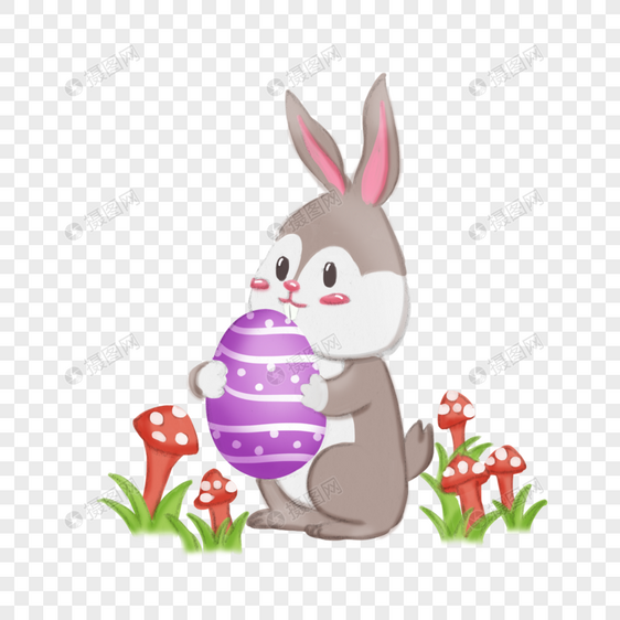抱着彩蛋的兔子图片