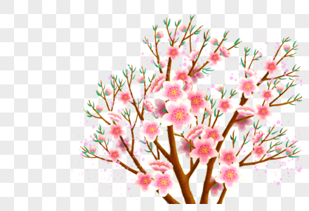 桃花桃树俯视素材高清图片