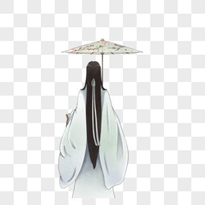 打伞的古风男孩图片素材