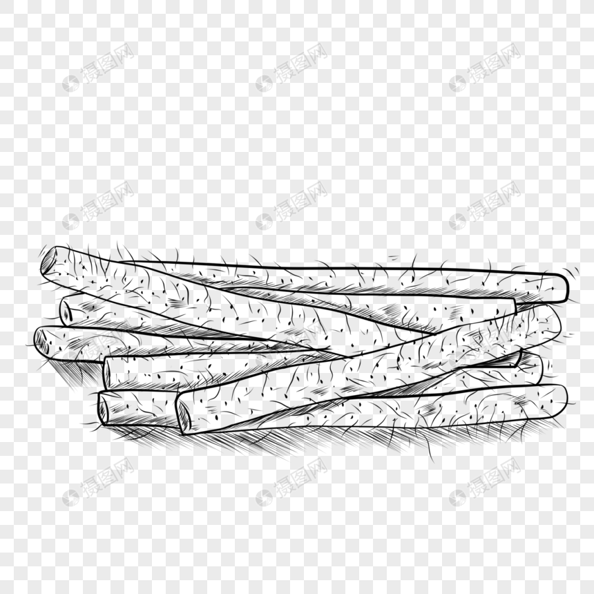食物蔬菜黑白线稿山药