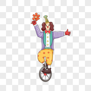 骑独轮车的小丑图片