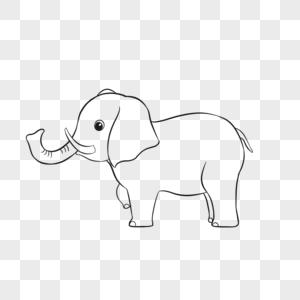 大象简笔画手绘大象线稿高清图片