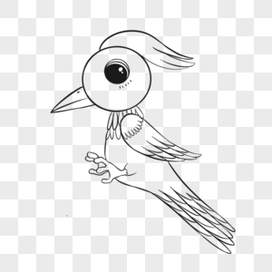 啄木鸟简笔画线稿图片