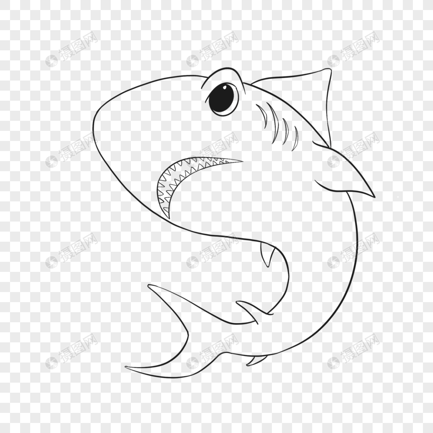 鲨鱼线稿简笔画