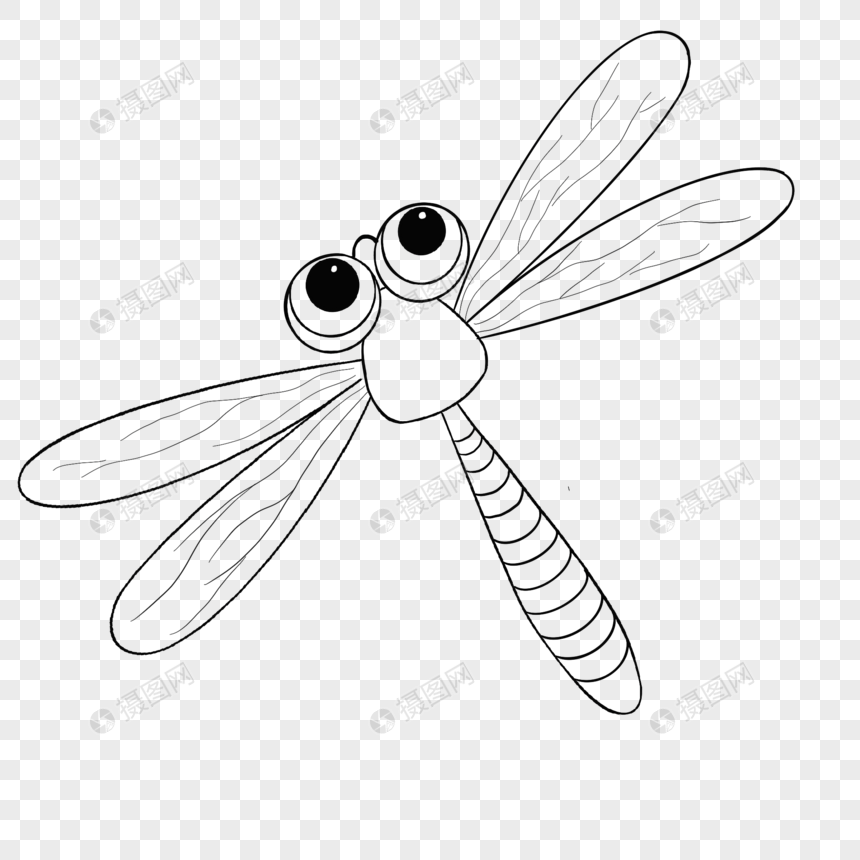 蜻蜓线稿简笔画