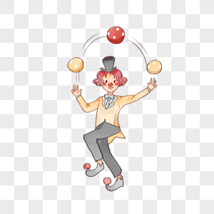 抛球的小丑线稿图片