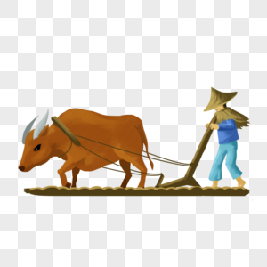 农民耕牛犁地图片