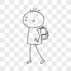 帆布书包背着书包的小人简笔画素材