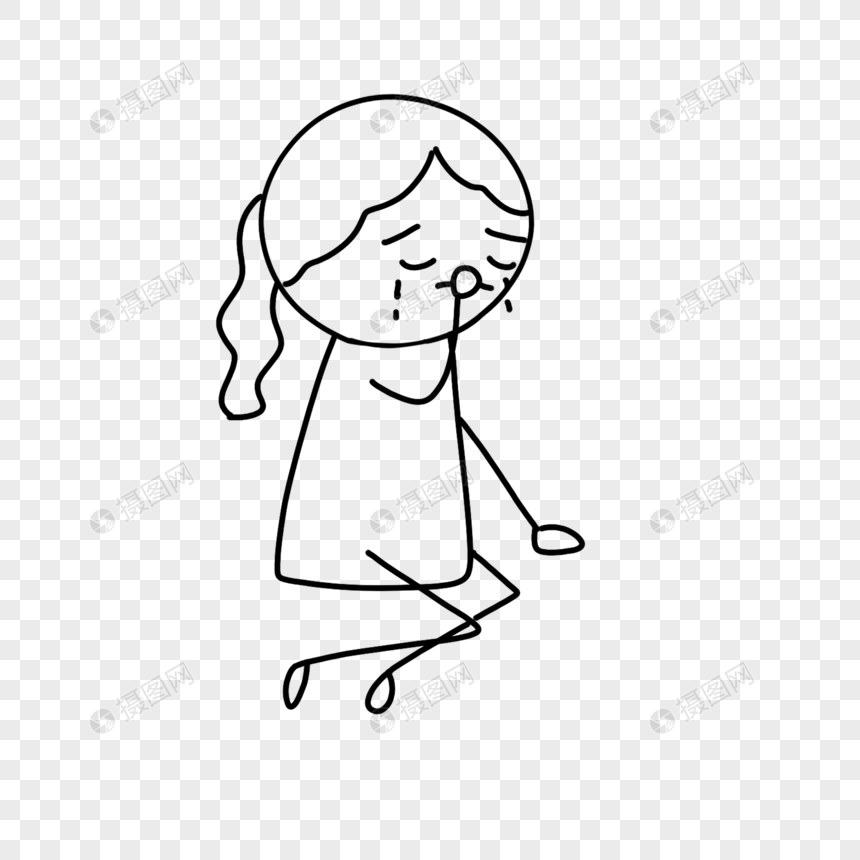 哭泣的小人简笔画